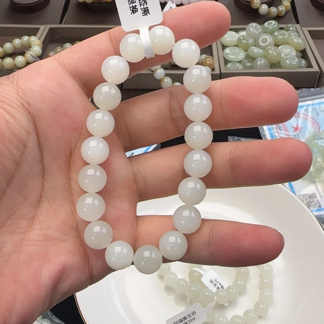 和田玉未镶嵌手链卡10青海白，26
