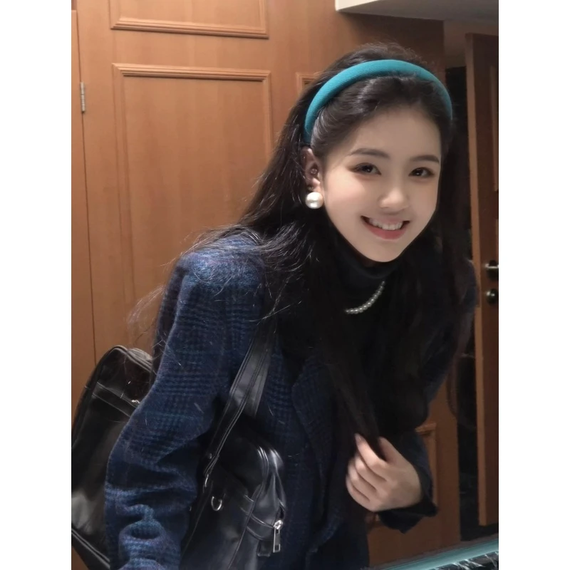 MARIE.COCO小香风蓝色西装外套女秋冬款英伦风复古轻奢高级感大衣