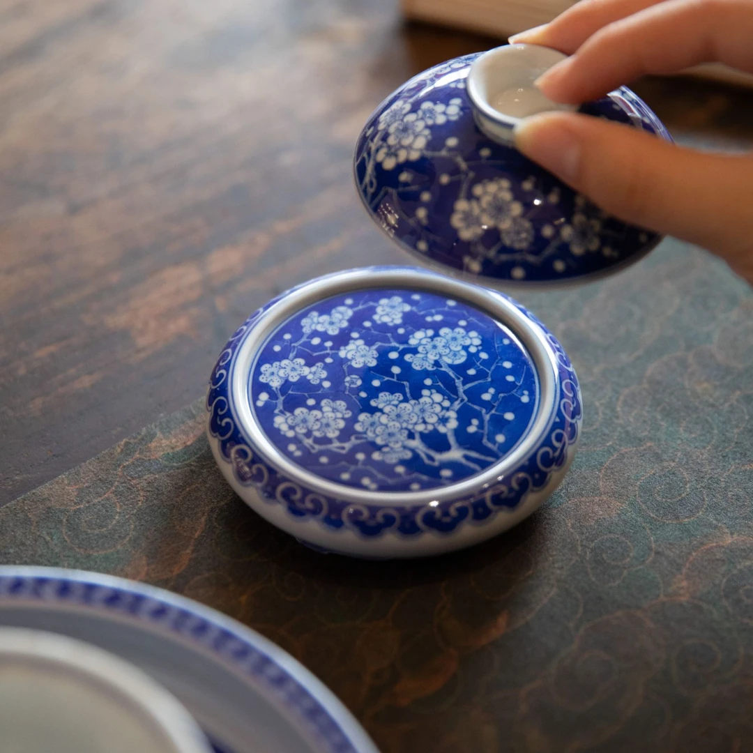 【景德詺兮】冰梅三足盖置（定制款）MX695家用陶瓷