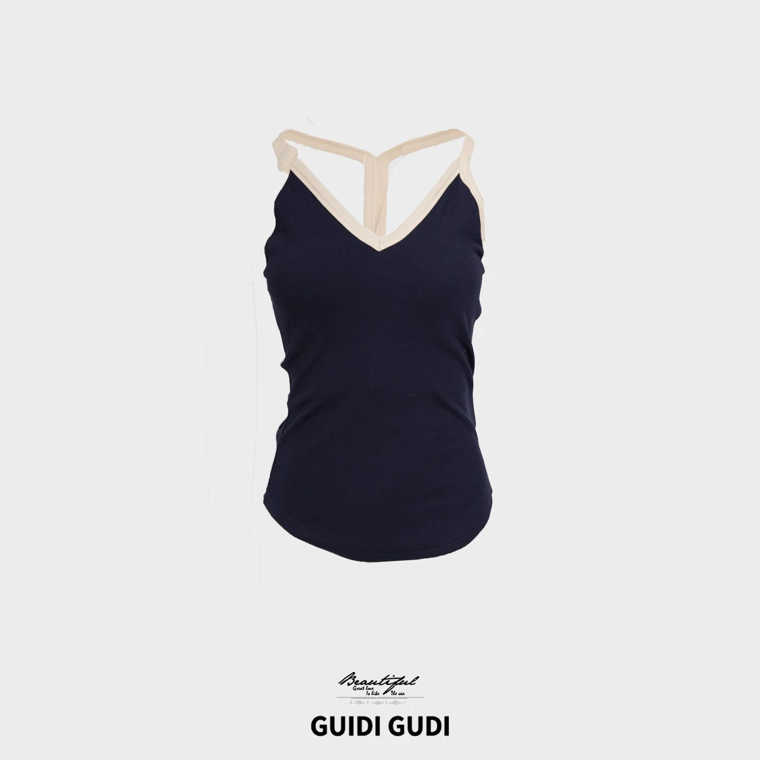GUIDI GUDI【北极星】百搭女人味性感吊带背心/黄加蓝