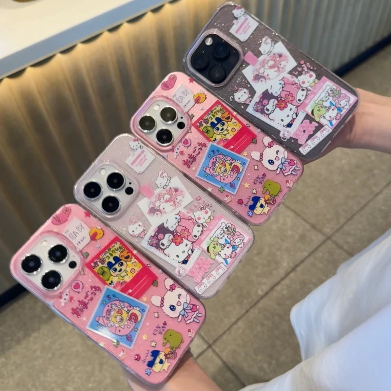 三丽鸥拓麻歌子适用iPhone16/15pro透明闪粉苹果14pro手机壳12/11
