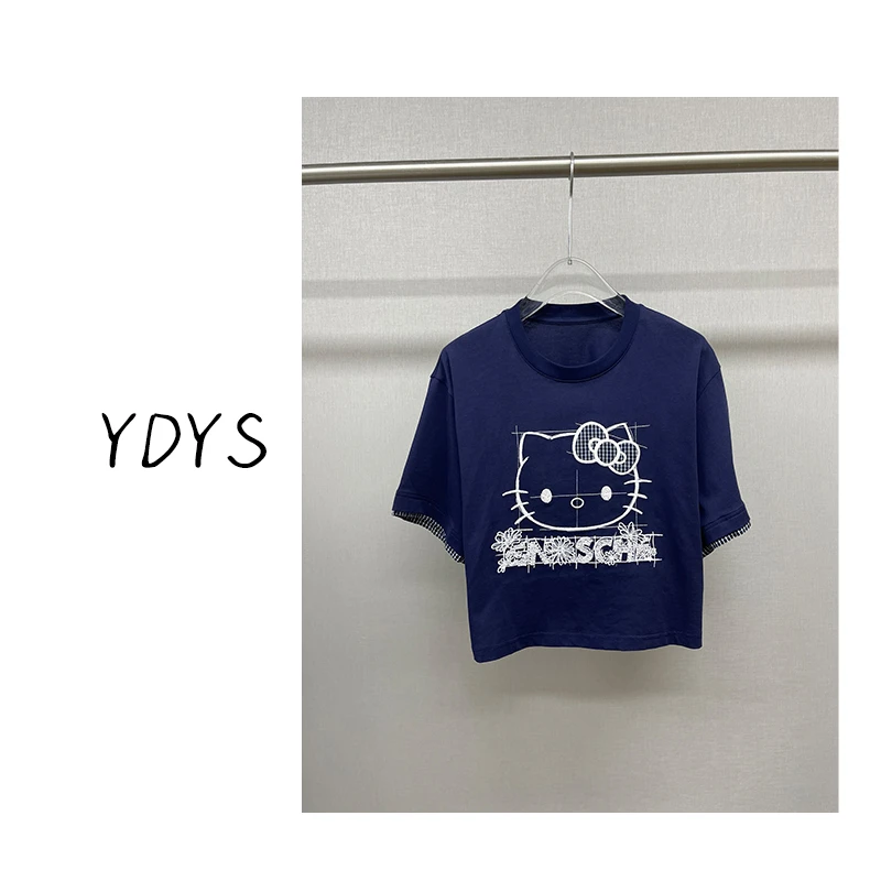 【YDYS】25K00030 2025新款时尚气质小众立体猫咪刺绣T恤