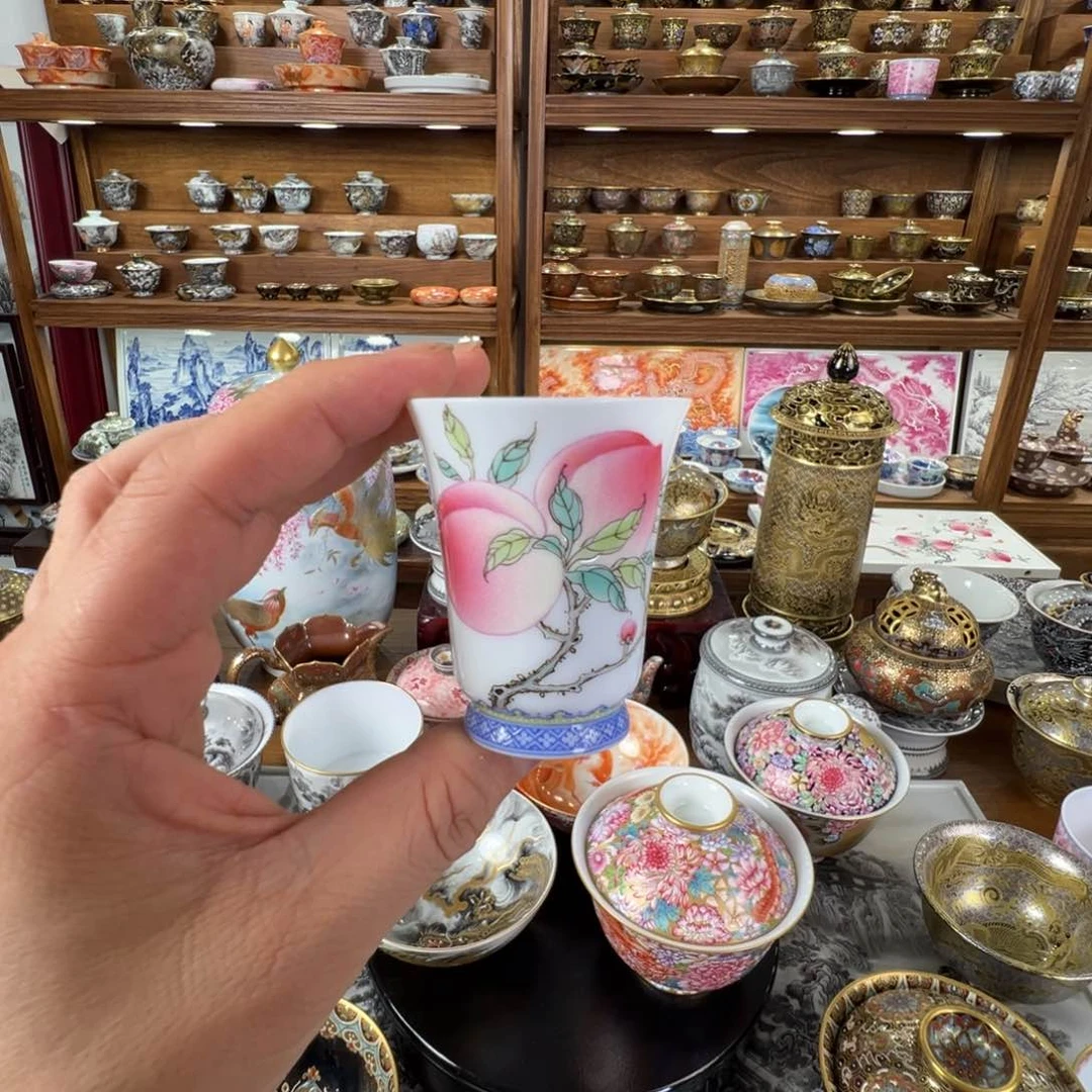 粉彩桃子闻香杯杯杯