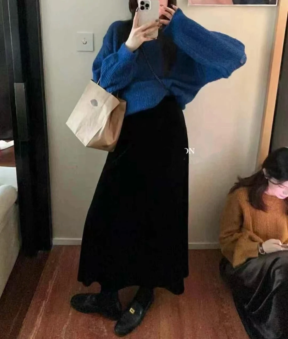 女士加绒长裙秋冬款