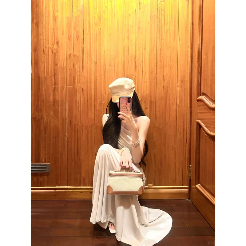 【慵懒极简】ins气质露肩一字肩修身上衣女配高腰显瘦半身裙两件套