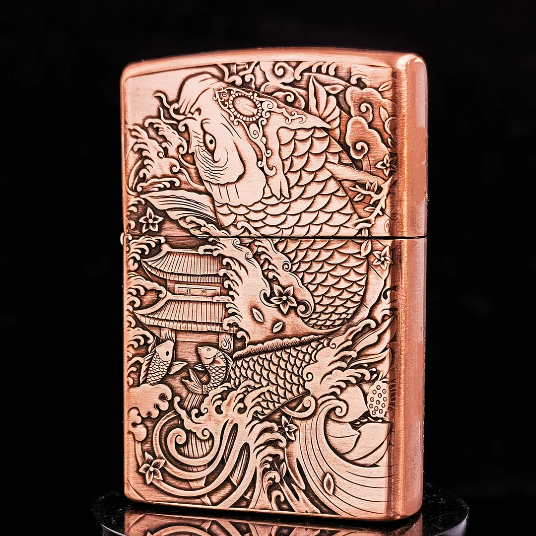 ZIPPO打火机正品/紫铜重甲鱼跃龙门【凯亚】DYJ1