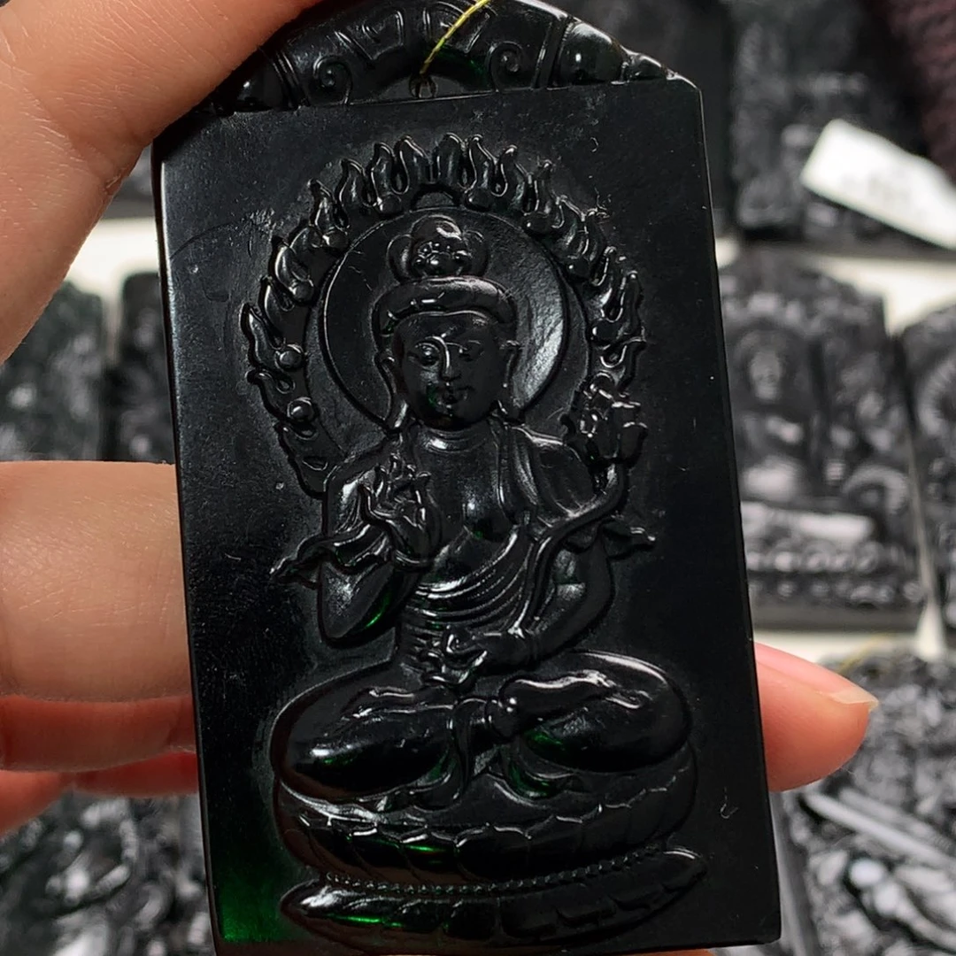 天然缅甸a货钢琴黑挂件