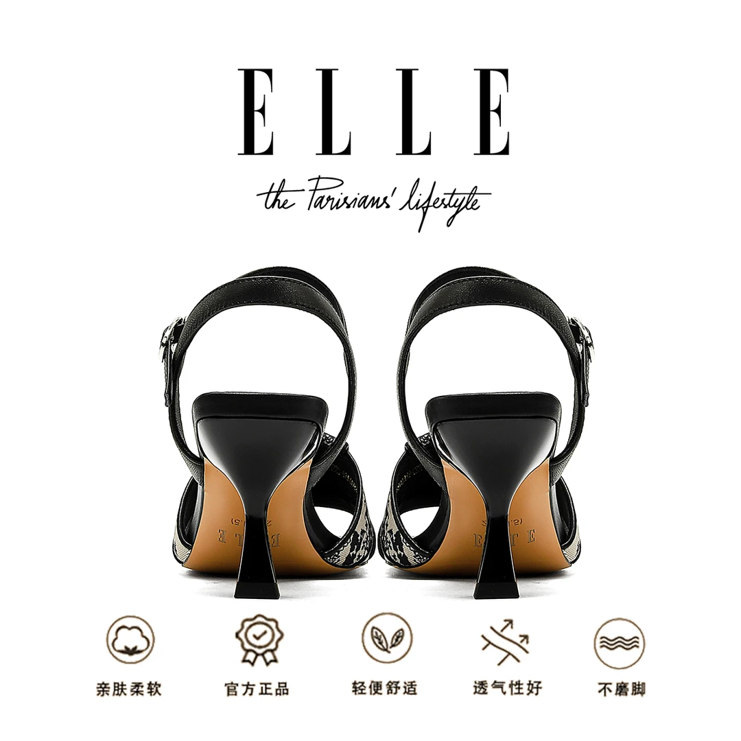 ELLE绝美气质凉鞋女外穿时尚高级感2025夏季爆款配裙子细跟高跟鞋