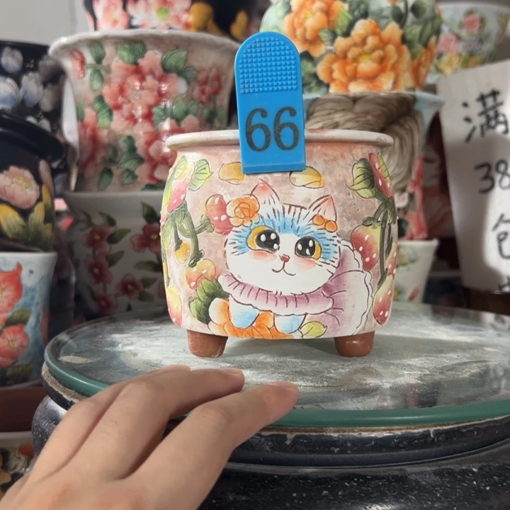 景德镇手绘花盆满38包邮偏远地区除外