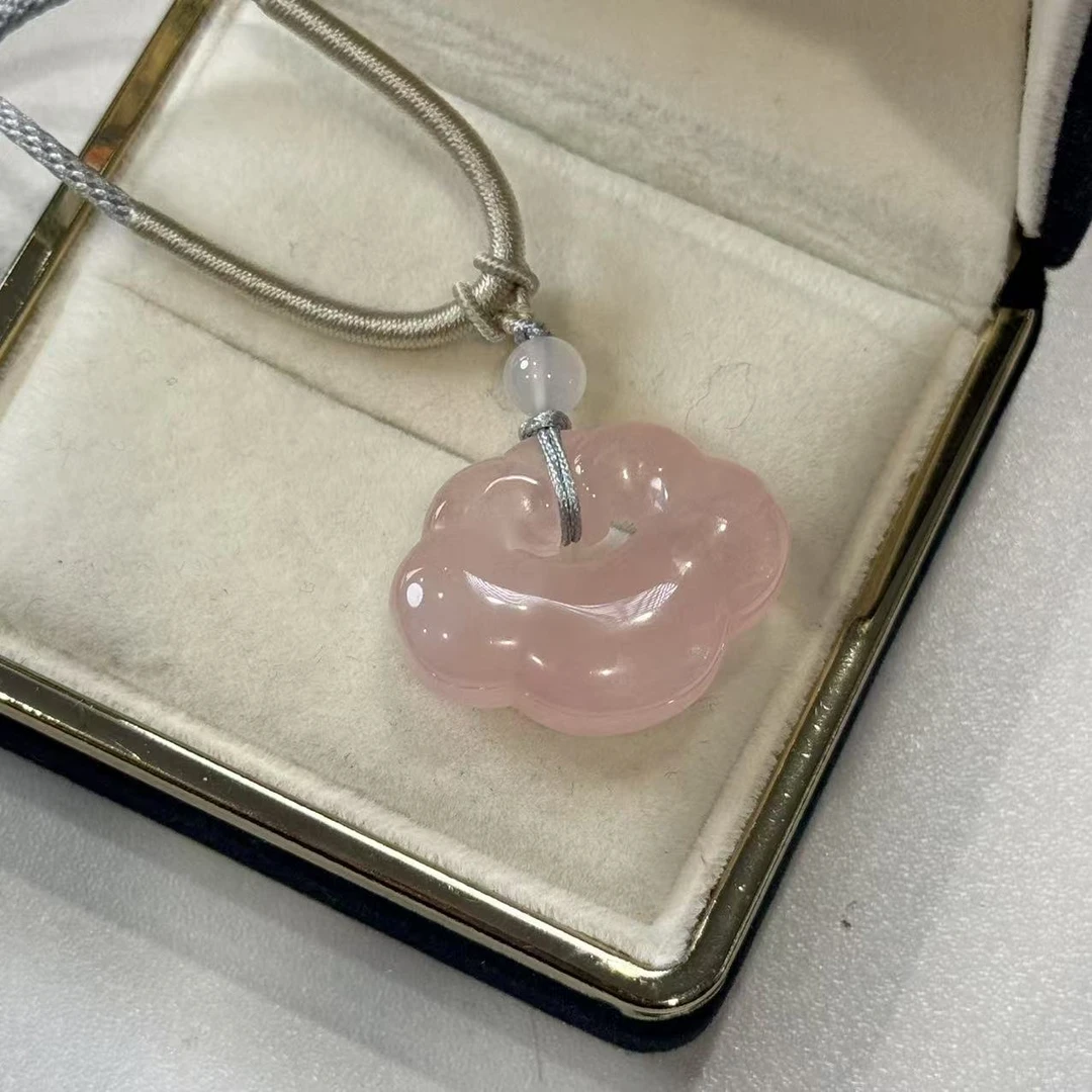 Gloire/古名【睿泽鉴宝】粉晶如意锁吊坠 22*29*9  JJT2028