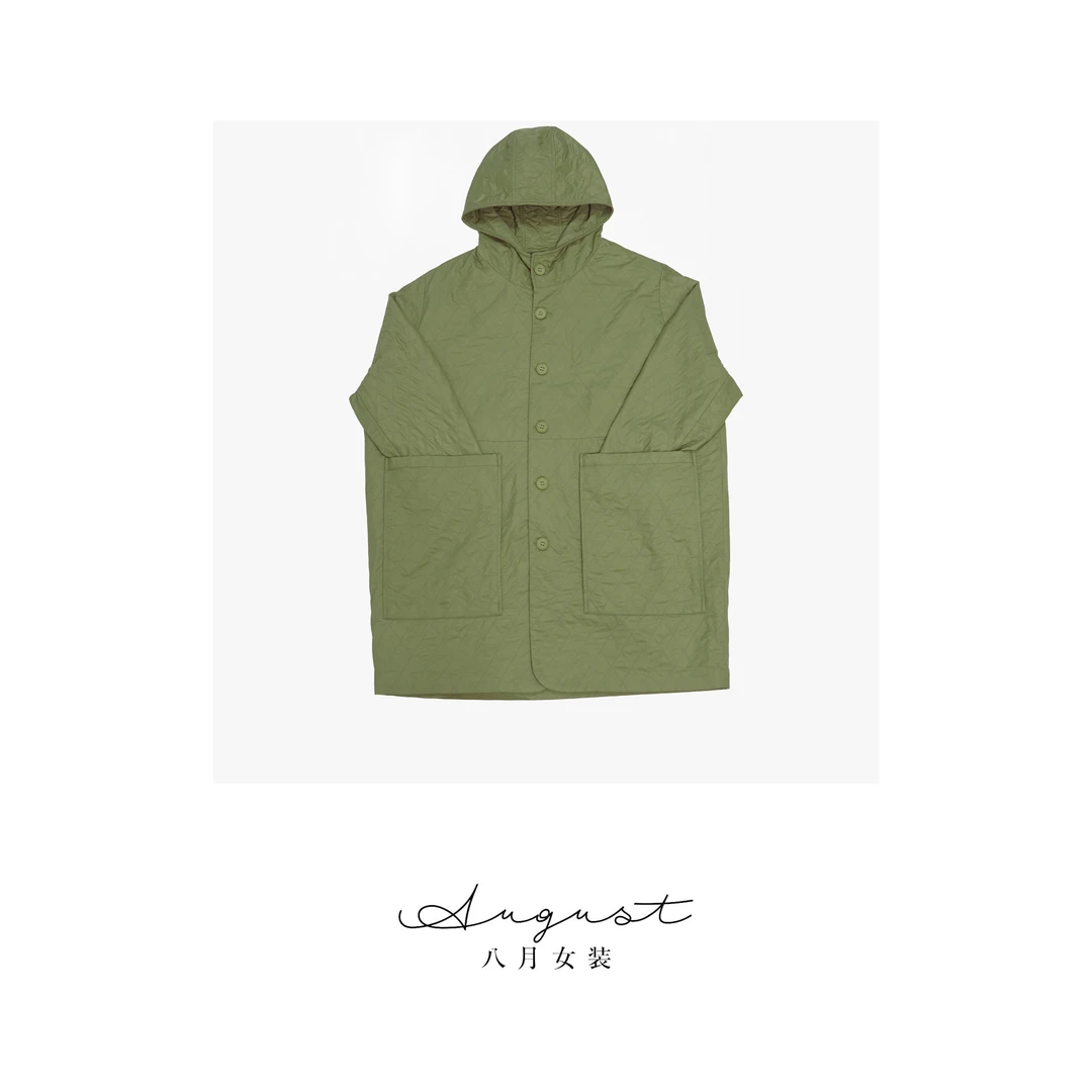 【BAYUE】3705大口袋工装风连帽中长款常规风衣秋季防水宽松纯色