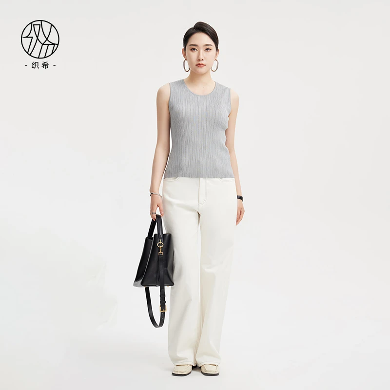 织希TESSITI | 春季新款简约显瘦坑条圆领针织背心