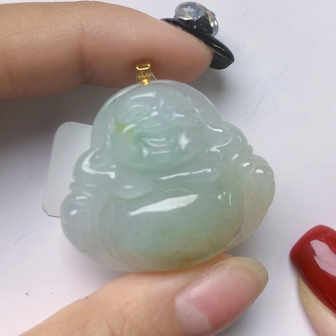 颈饰18K金镶嵌翡翠天然翡翠