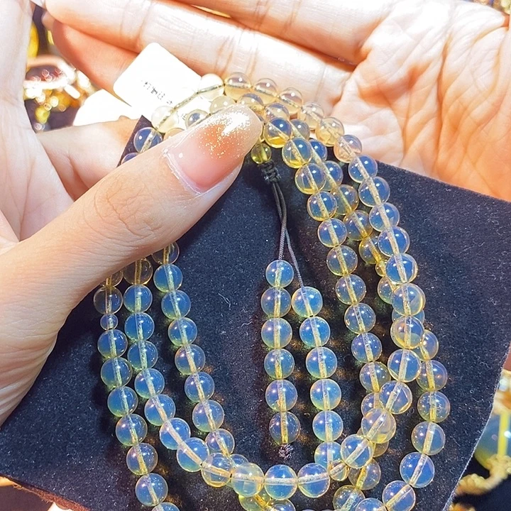 蓝珀未镶嵌珠宝奇石墨西哥蓝珀佛珠6