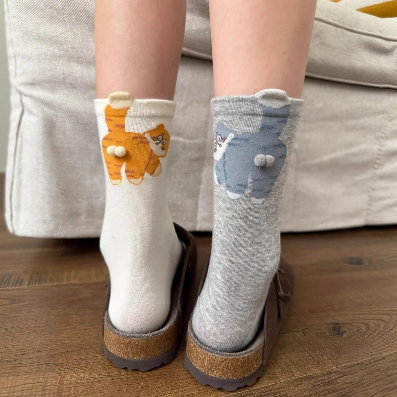 2025新款猫咪蛋蛋袜子女夏季可爱薄款卡通搞怪长袜透气