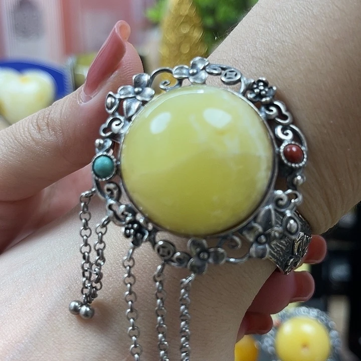 银S925镶嵌颈饰琥珀sz