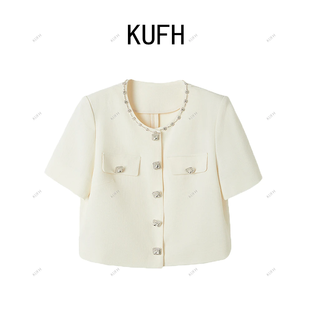 KUFH【闪耀人生】薄款醋酸镶钻气质优雅外套女夏显瘦法式KYM251060