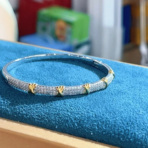 非金属莫桑石手镯 P599大哥同款满镶手镯