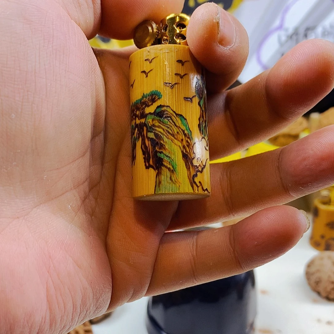 文玩玉竹彩色火火1个