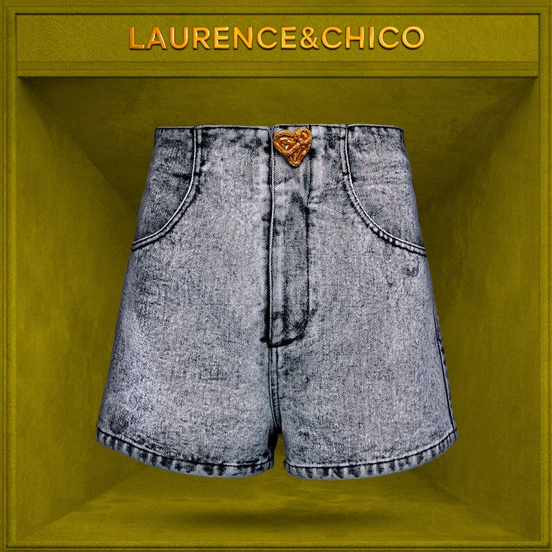 【CHICO专属】化石扣水洗牛仔高腰短裤C5AC10115001