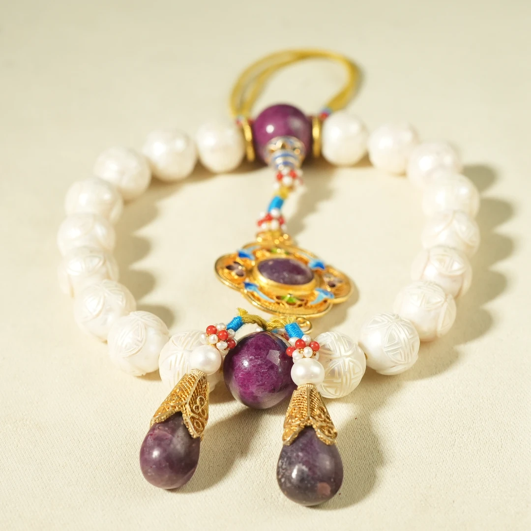 清代团寿纹珍珠手持（配饰红宝石）DDK250227049