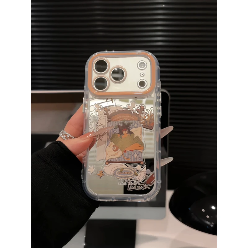 枫叶人适用苹果17pro手机壳16pm镜面oppo小众华为p80奶油小米防摔