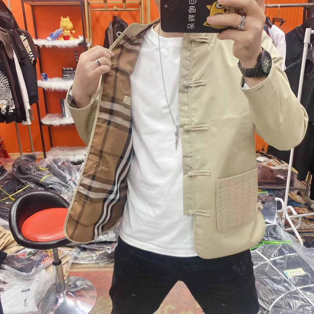 2024春季新款男士外套盘扣夹克上衣百搭休闲唐装外衣立领款Vip18