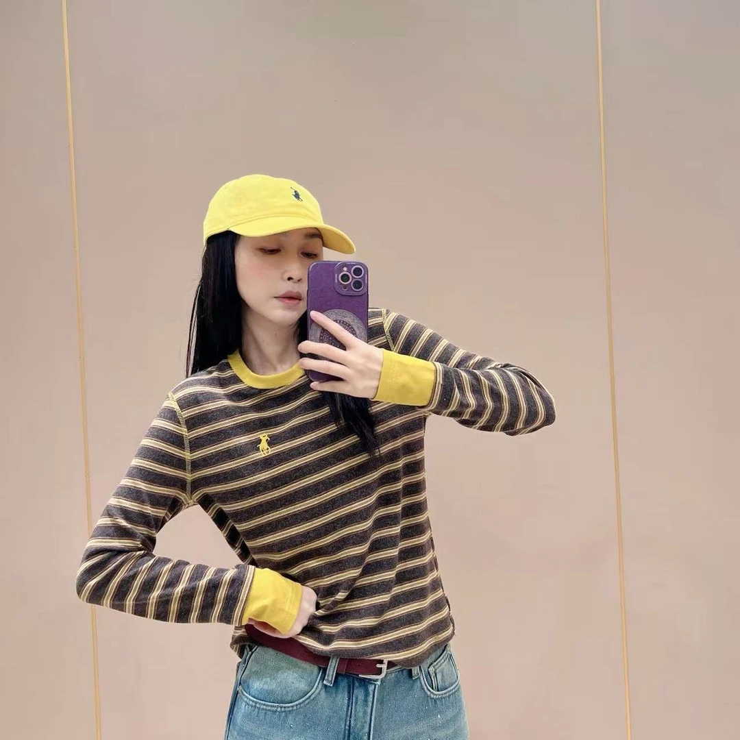 新款常规版型长袖打底511263显瘦洋气时尚百搭休闲体恤秋款