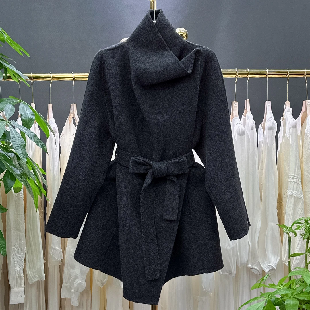 【A9346】毛呢大衣外套女2025秋冬新款时尚简约百搭毛呢外套