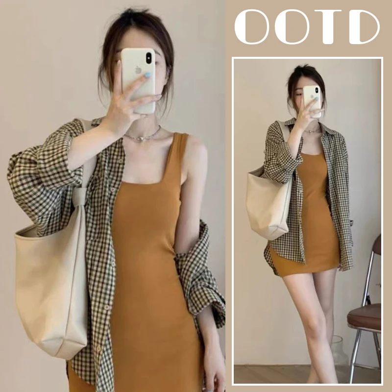 孕妇套装洋气短裙防晒衬衫时尚网红背心裙遮肚子春夏新品气质穿搭