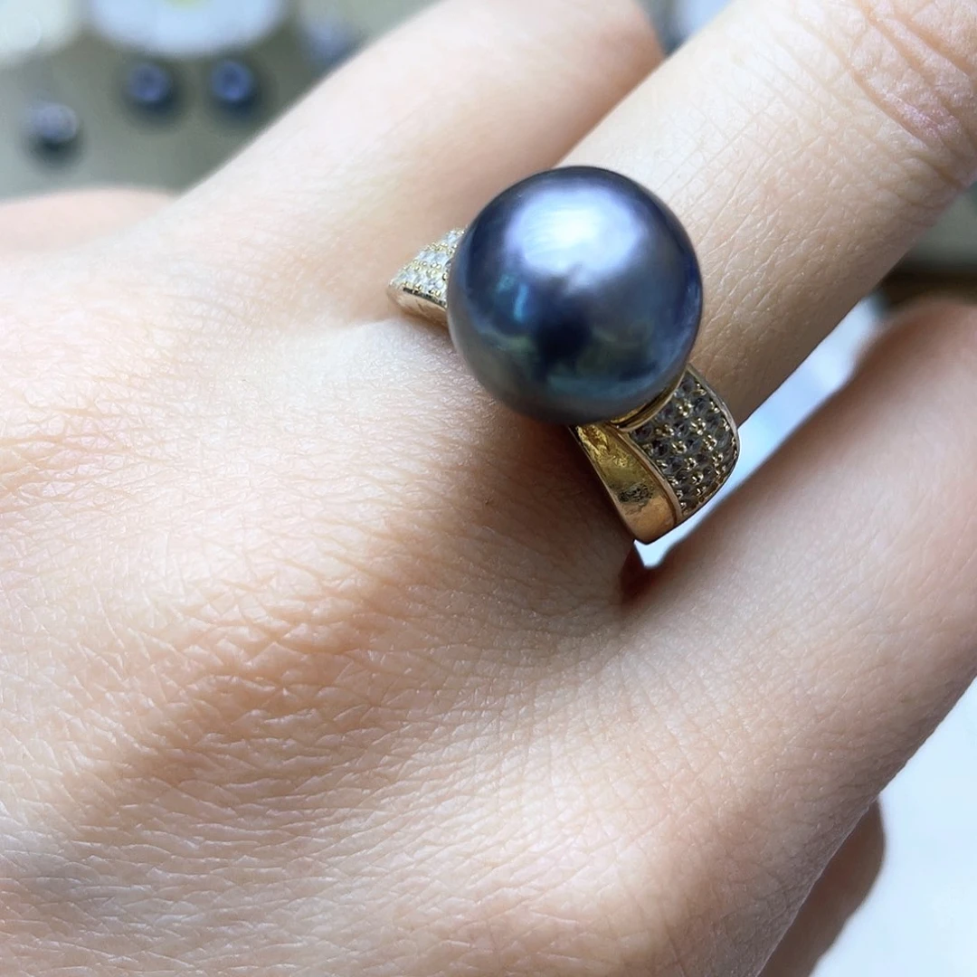海水珍珠戒指银S925镶嵌