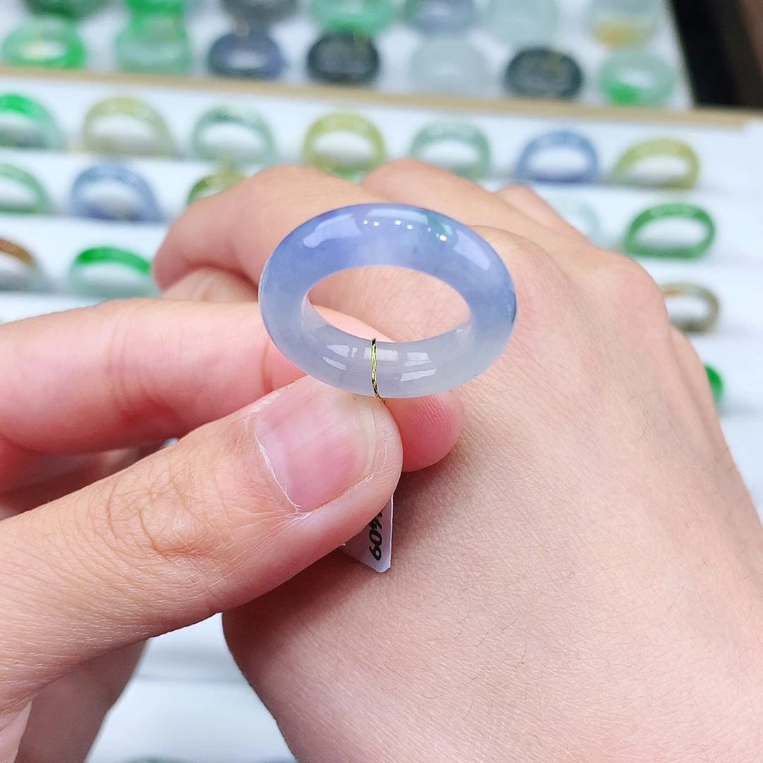 柠***冰翡翠戒指未镶嵌8号紫罗兰