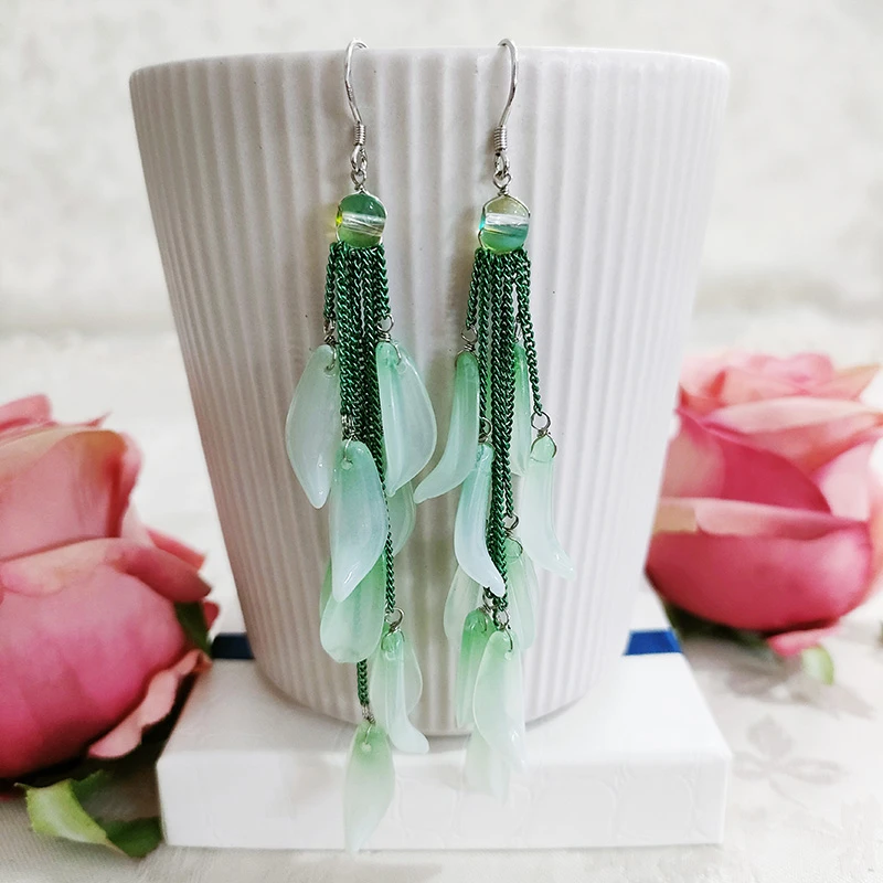 铜合金耳饰 民族风手工长款流苏吊坠耳环3169