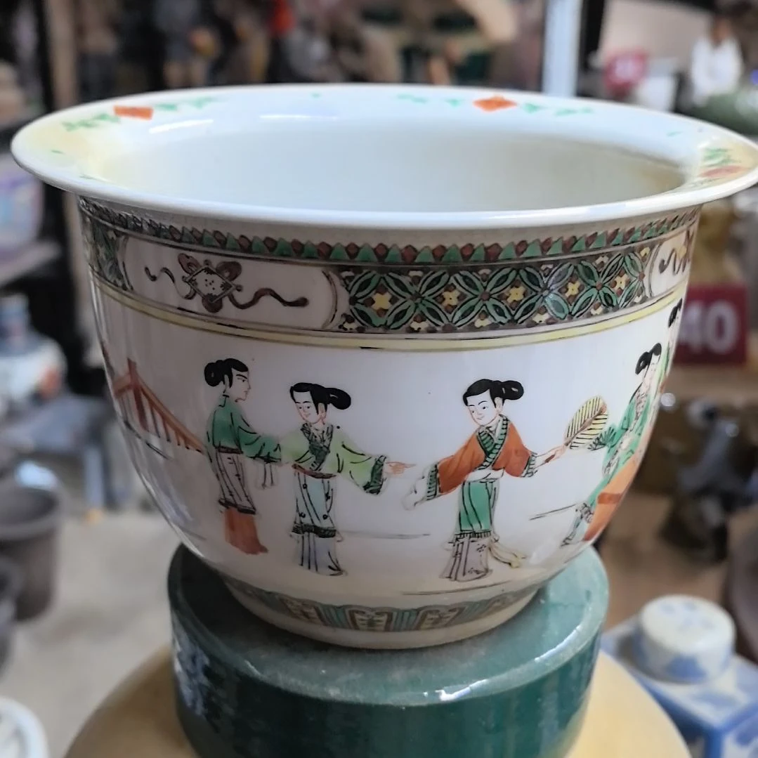 红陶小*粉彩瓷花盆