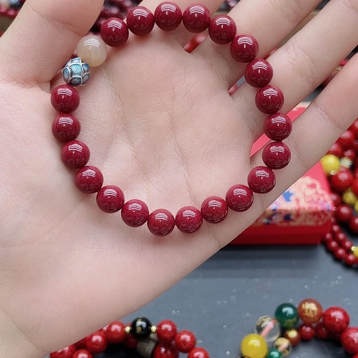 天然辰砂紫金砂莲花8毫米