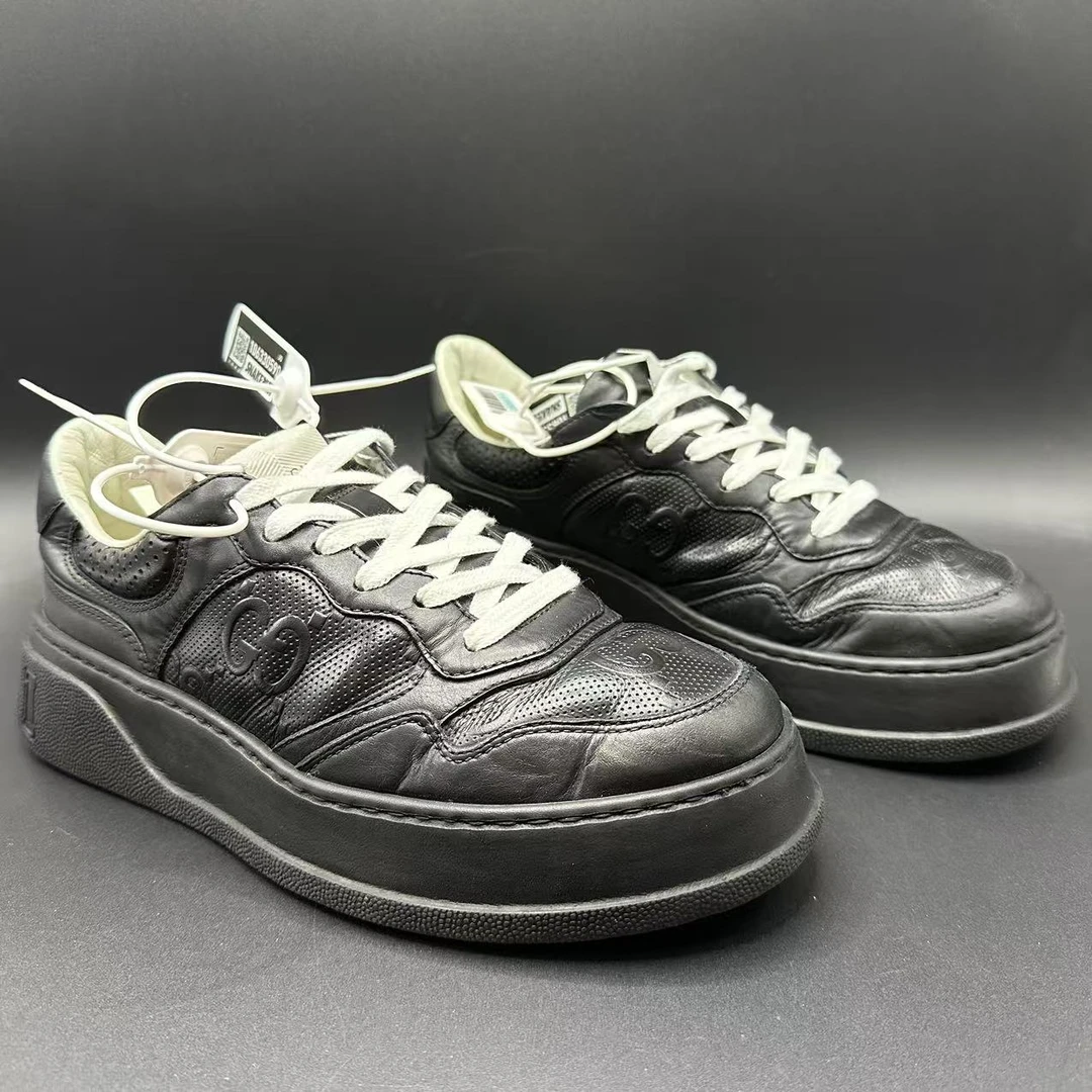 95新 GUCCI/古驰 b栋男士时尚百搭黑武士厚底饼干鞋40.5欧码bd121