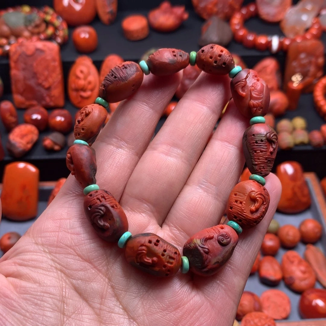 南红玛瑙雕刻手串未镶嵌卞*花