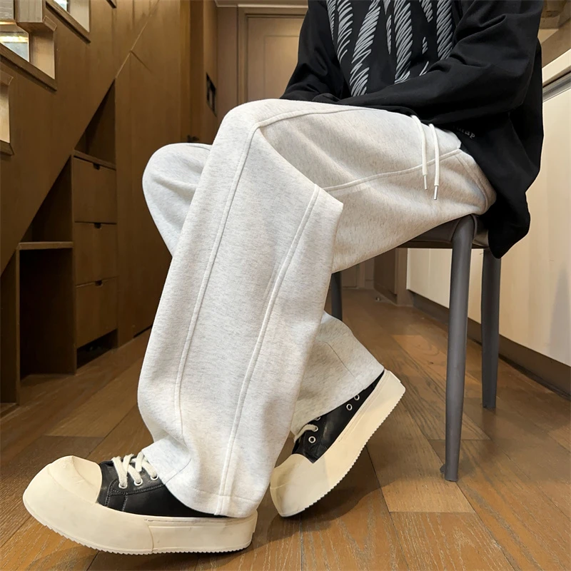 卫裤男生裤子秋季美式直筒宽松oversize痞帅运动裤拼接休闲长裤