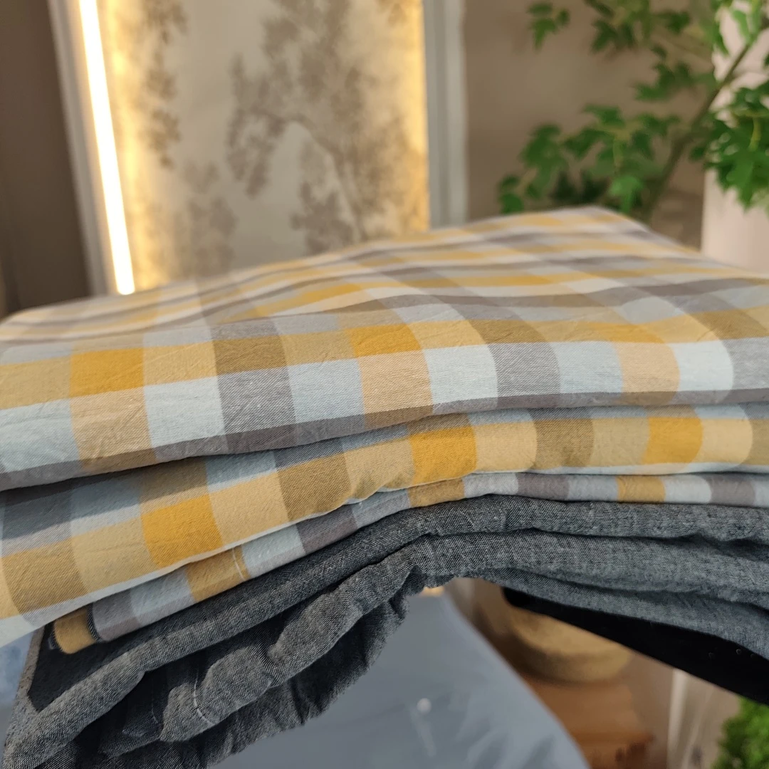 MJN门店款 无印风纯棉水洗色织四件套 R-001 黄方格