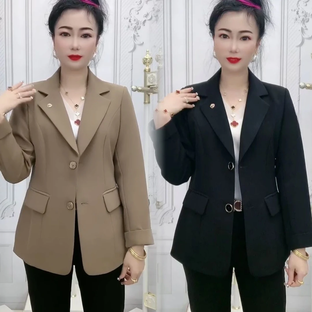 秋季新款全衬西服外套时尚气质修身显瘦中老年外衣长袖净版款女装