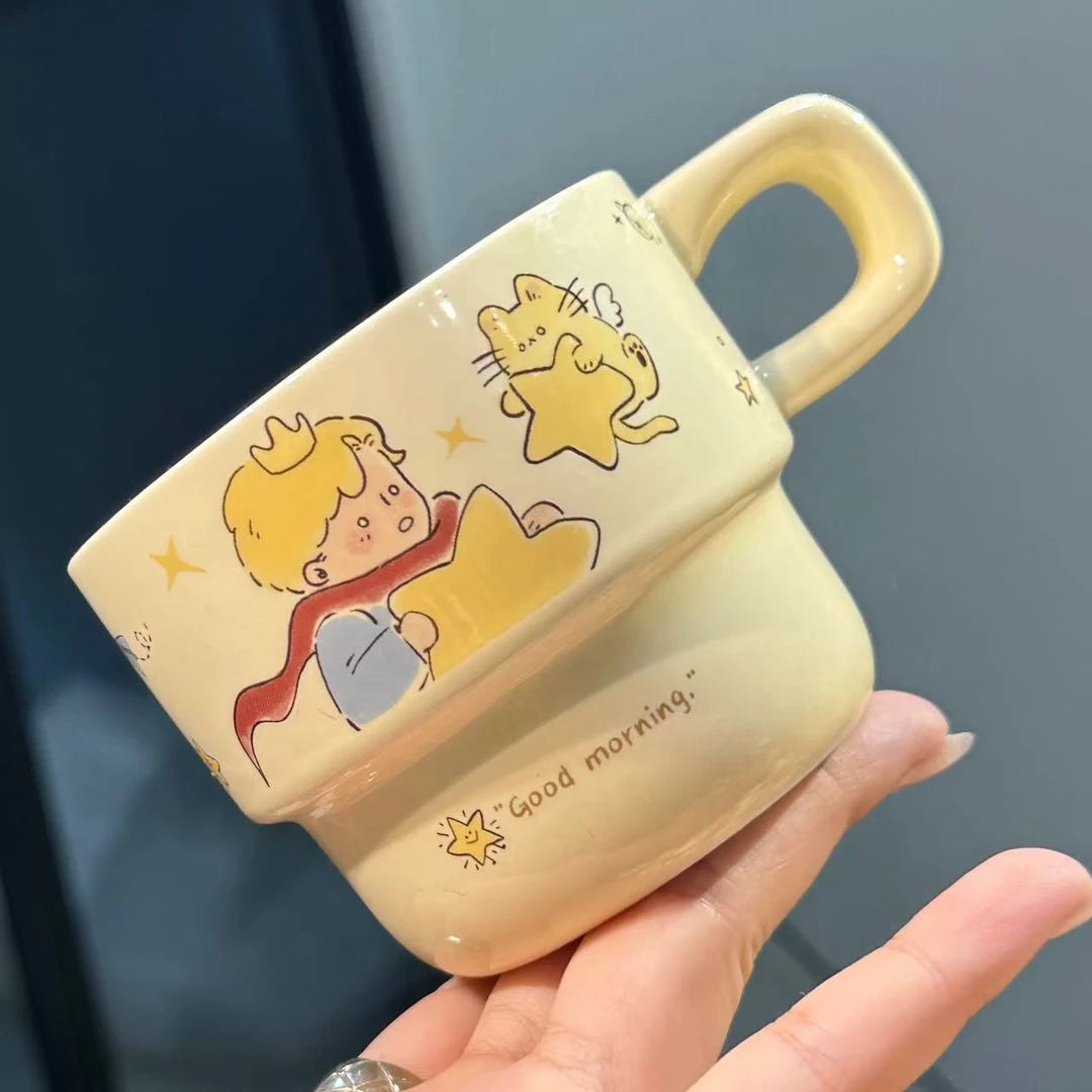 【圆和圈】出口尾单 小王子系列 小猫小王子陶瓷杯 早餐杯叠叠杯