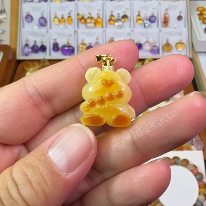 蜜蜡银S925镶嵌颈饰吊坠