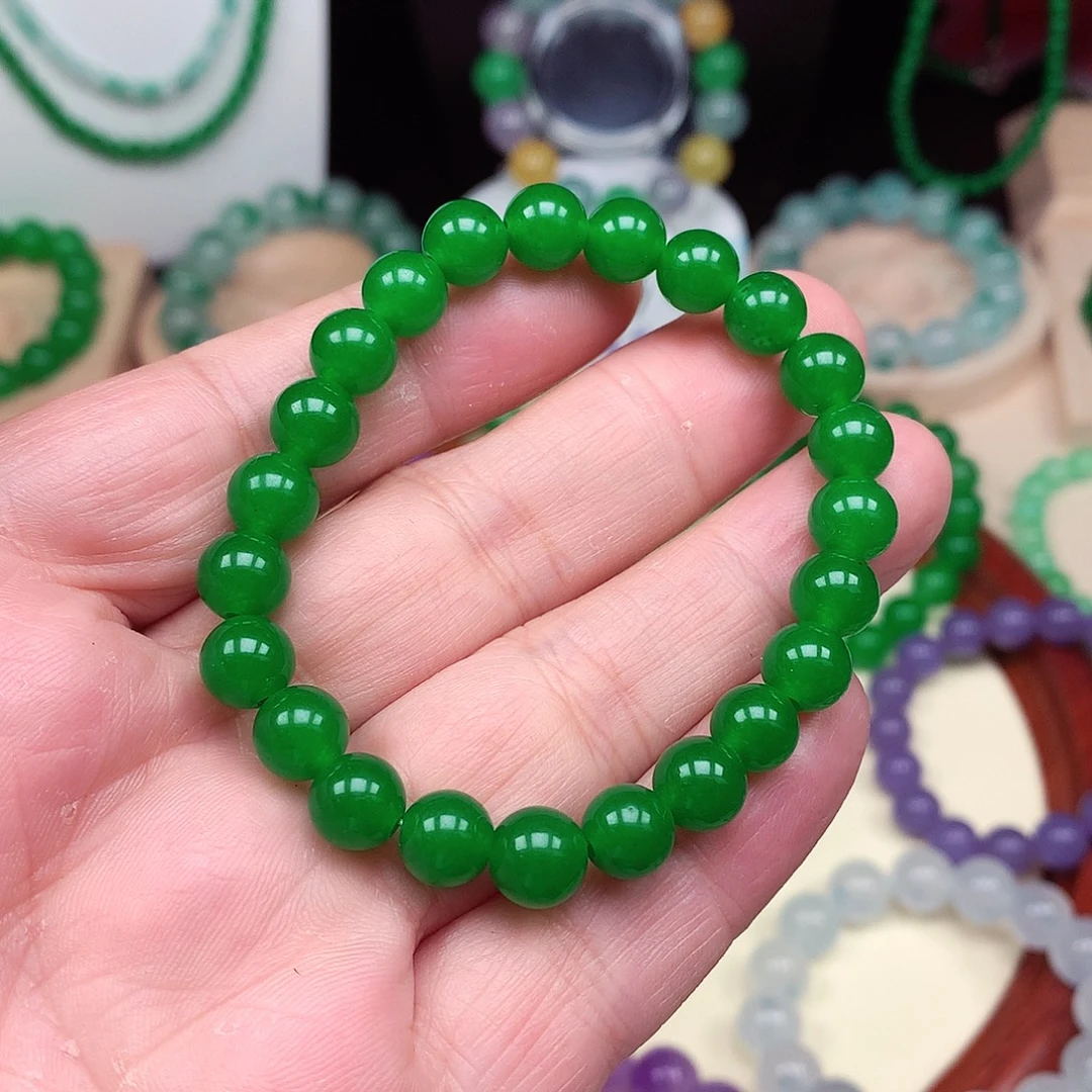 翡翠未镶嵌颈饰卡8翡翠珠链男女款08