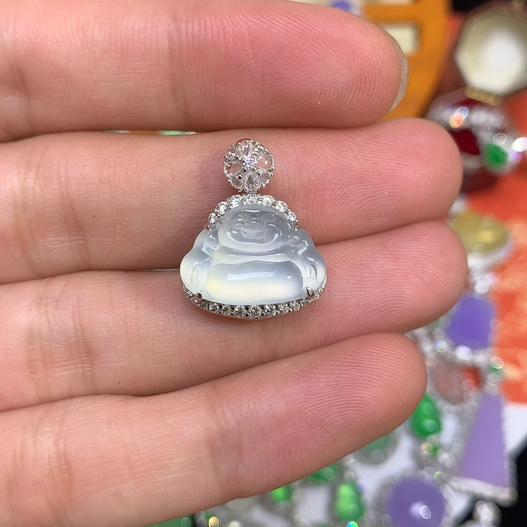 翡翠吊坠(不含链)未镶嵌白冰佛公