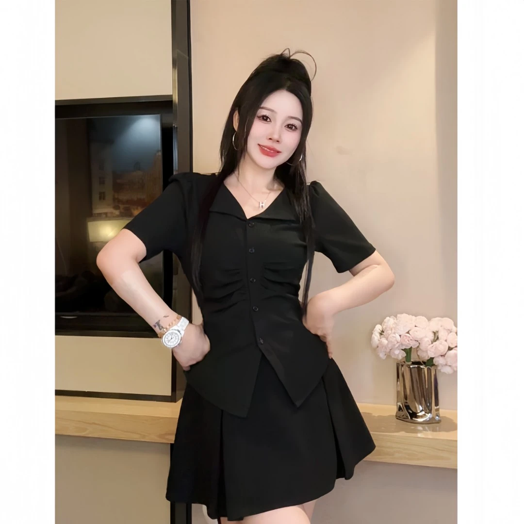 【晶晶】大码胖mm春夏季装多巴胺修身穿搭短袖t恤气质显瘦百搭上衣