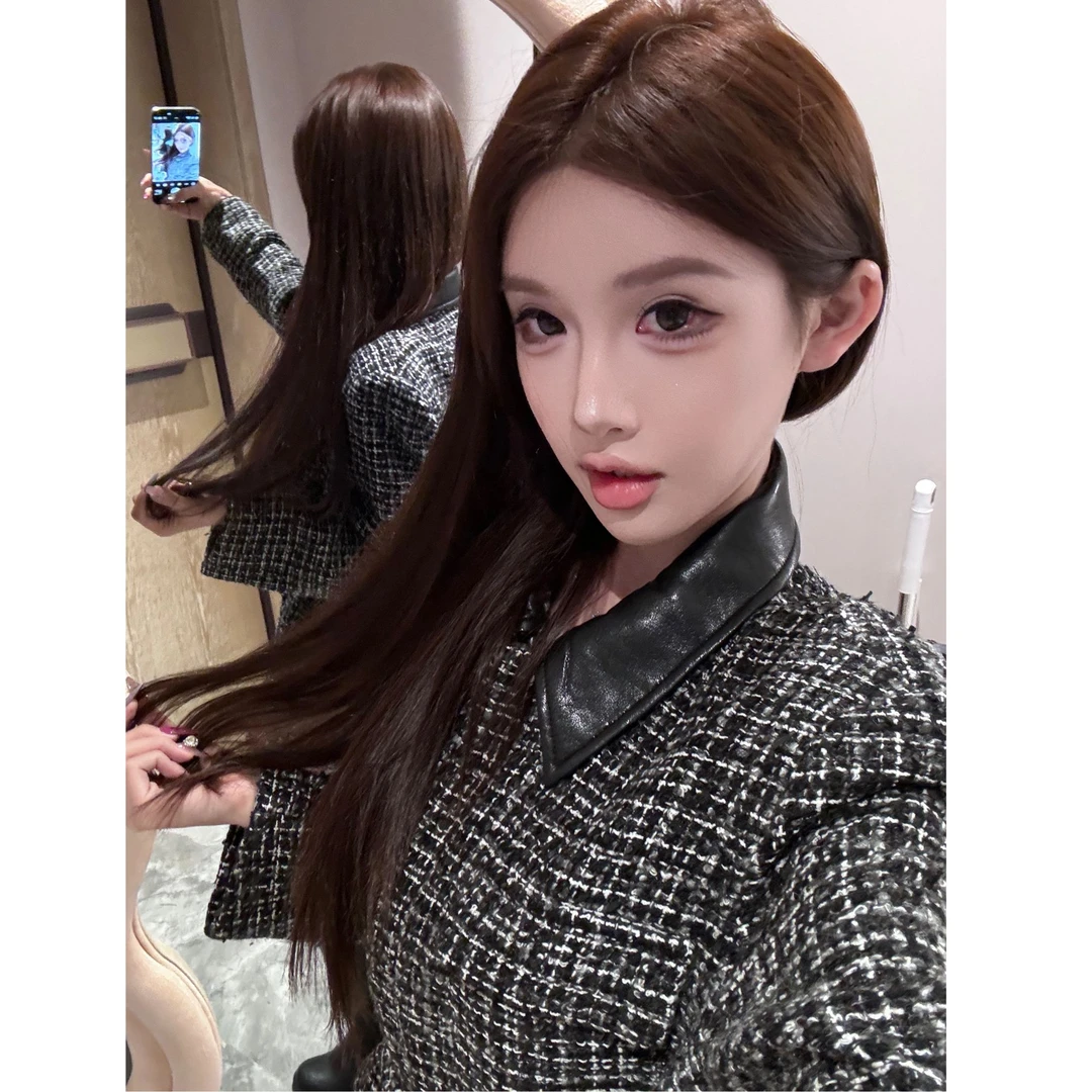 【现货】YIYI SOLO【半山区名媛】 黑白格粗织小香翻领外套秋季TY7371