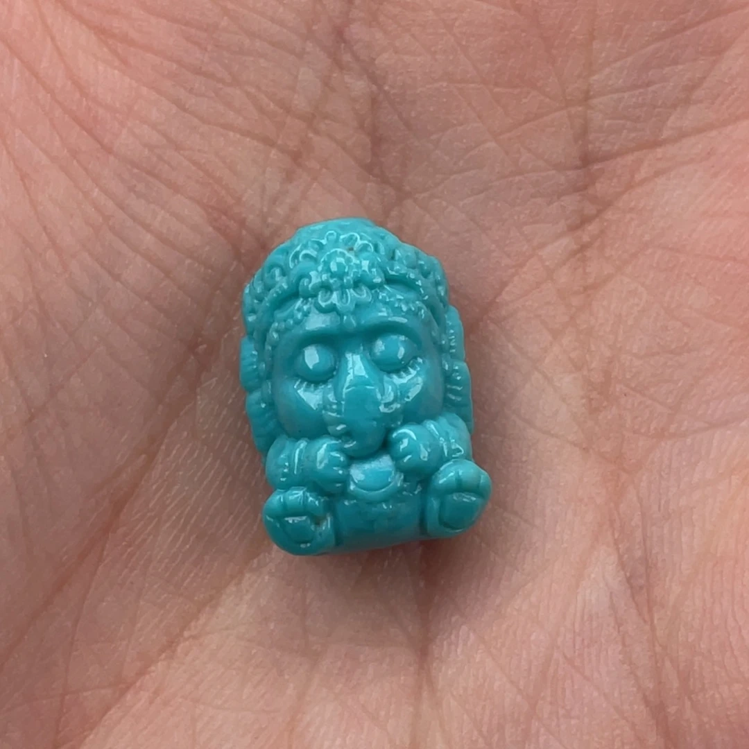 绿松石合金挂件象神雕件