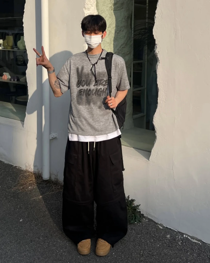 工装男女同款一裤两穿长裤宽松七分裤短裤