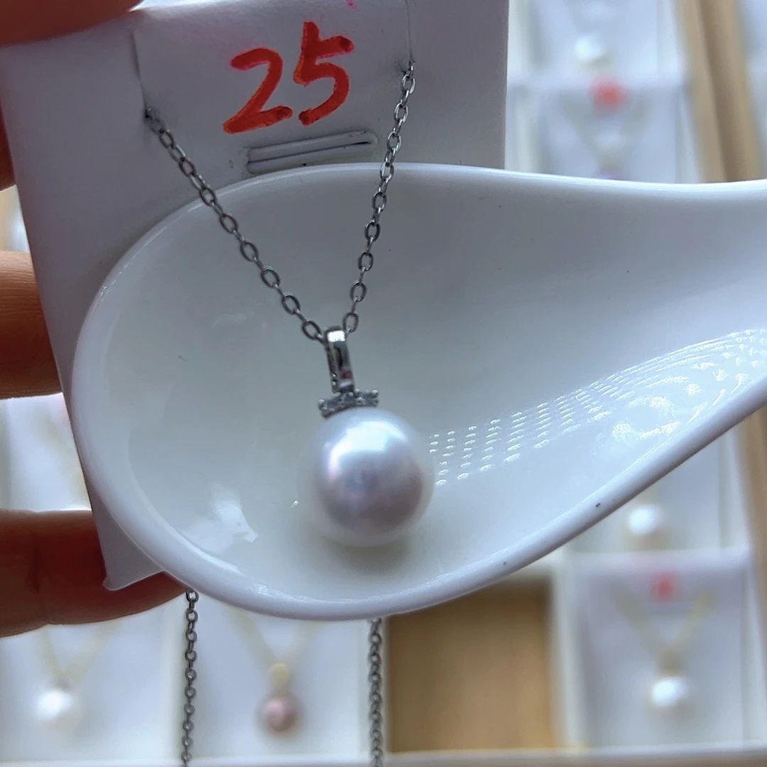 银S925镶嵌淡水珍珠吊坠(不含链)