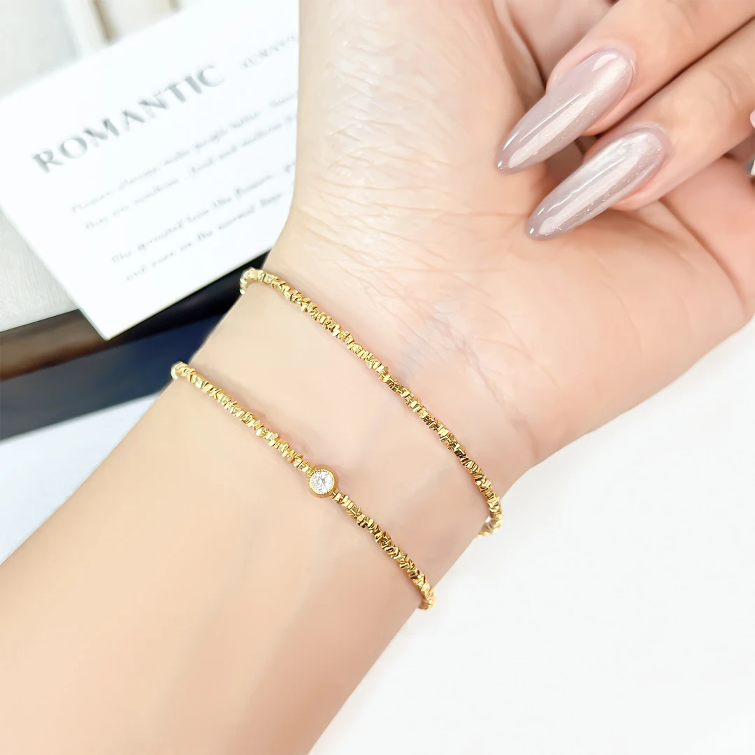 足银手链 足银999电镀金小众高级感碎银手链